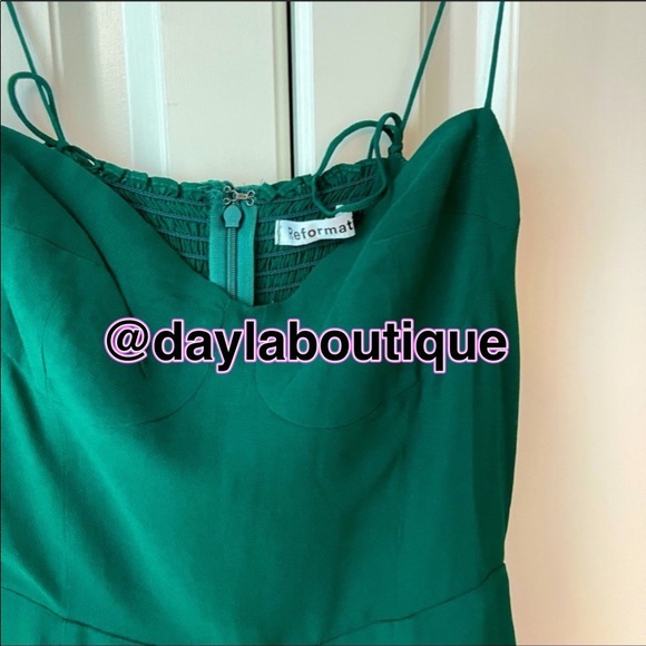 Reformation Juliette Dress Emerald - Picture 7 of 9